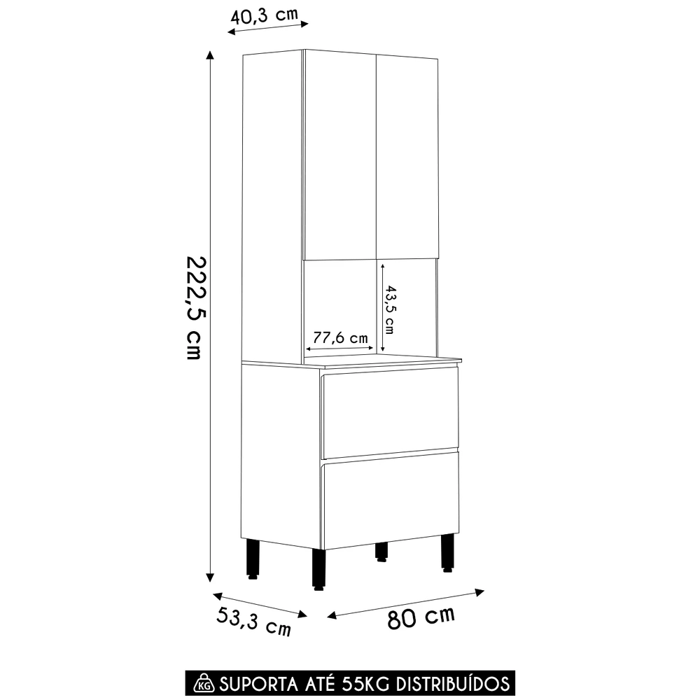 Paneleiro de Cozinha Torre Quente Minsk Z06 Branco/Soft/Freijó - Mpozenato