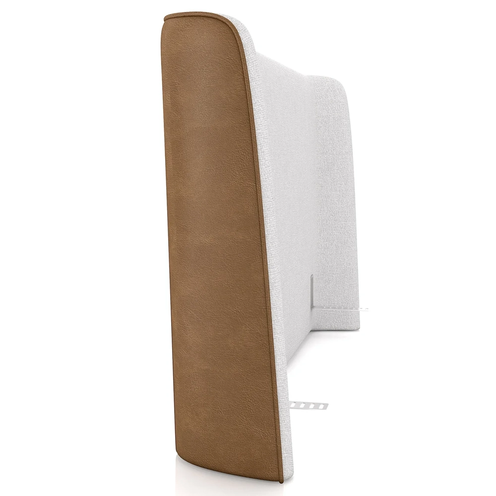 Cabeceira Cama Box Queen 160cm Nicea Z37 Bouclê Off/Caramelo - Mpozenato