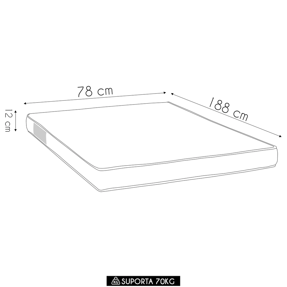 Colchão Solteiro Light Liso Espuma D23 Viscopoli 78x188x12cm - Ortobom
