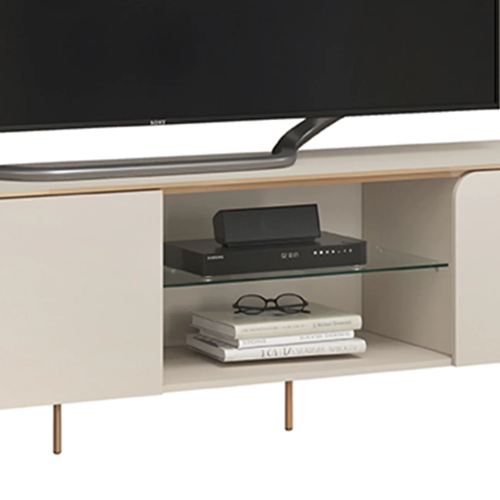 Rack Bancada de TV 75 Pol 241cm Ariane D04 Off White/Dourado - Mpozenato