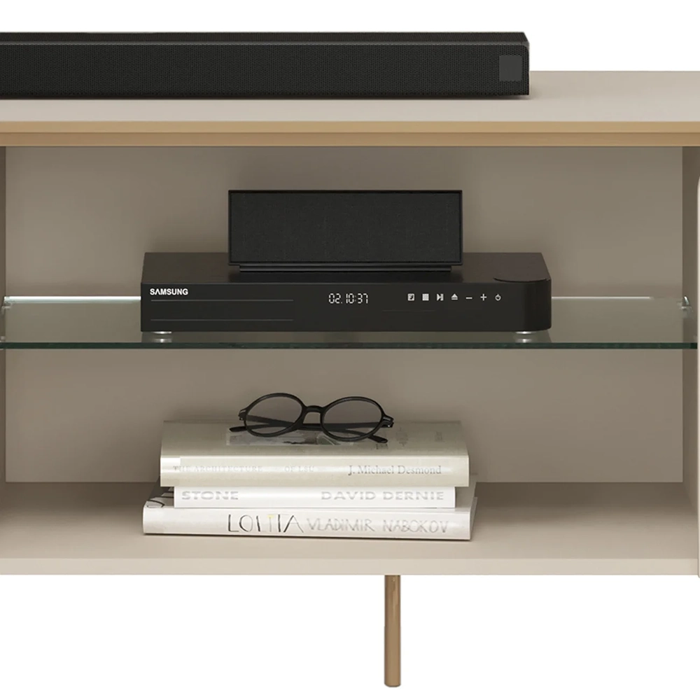 Rack Bancada de TV 75 Pol 241cm Ariane D04 Off White/Dourado - Mpozenato