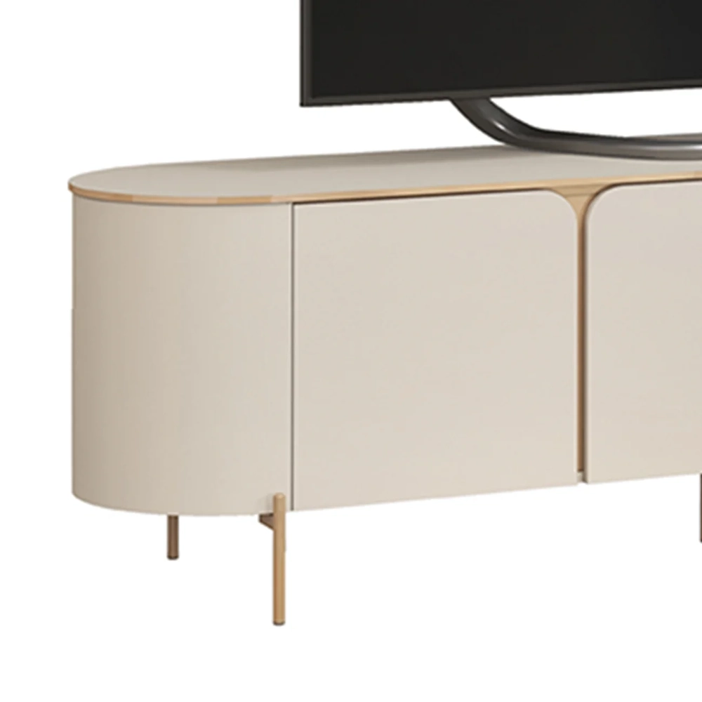 Rack Bancada de TV 75 Pol 241cm Ariane D04 Off White/Dourado - Mpozenato