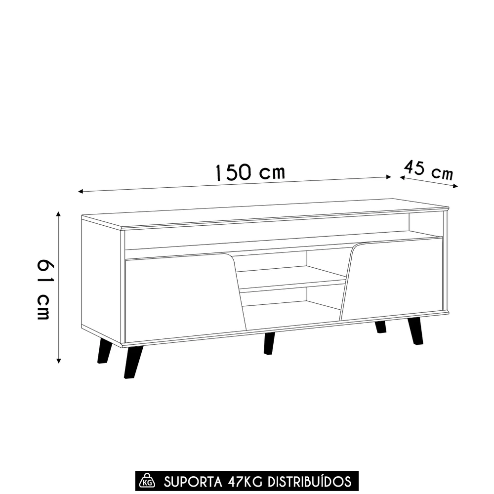 Rack Bancada de TV 60 Pol 150cm Elaine D04 Cedro/Bali - Mpozenato