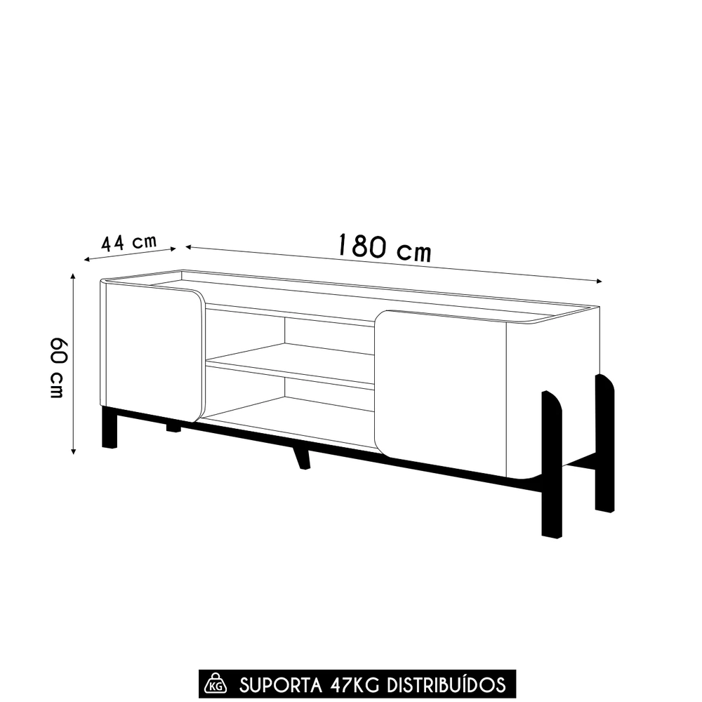 Rack Bancada de TV 65 Pol 180cm Chest D04 Off White/Cedro - Mpozenato