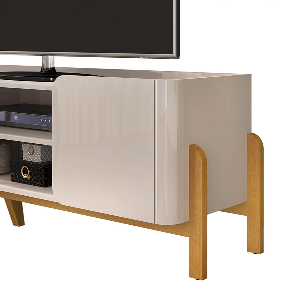 Rack Bancada de TV 65 Pol 180cm Chest D04 Off White/Cedro - Mpozenato