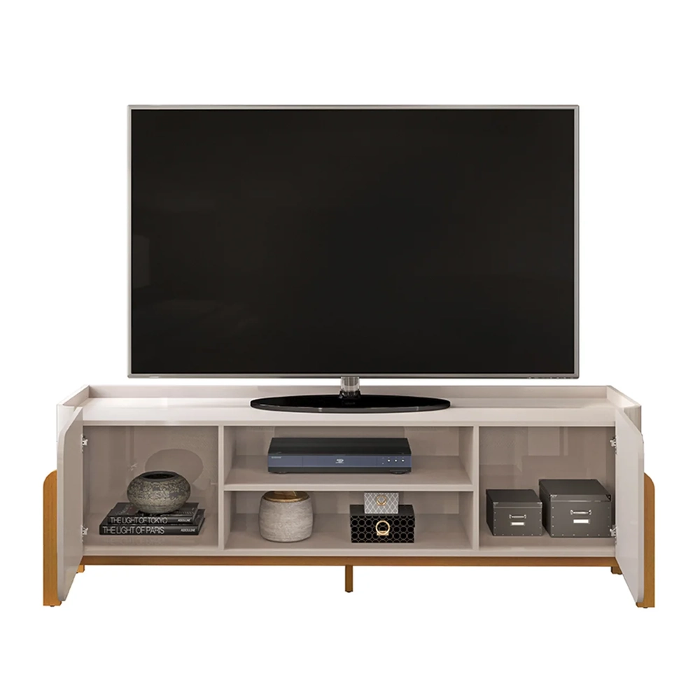Rack Bancada de TV 65 Pol 180cm Chest D04 Off White/Cedro - Mpozenato