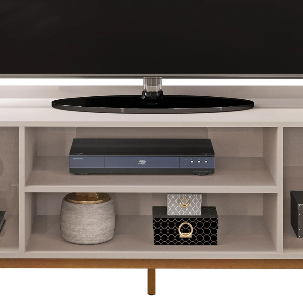 Rack Bancada de TV 65 Pol 180cm Chest D04 Off White/Cedro - Mpozenato