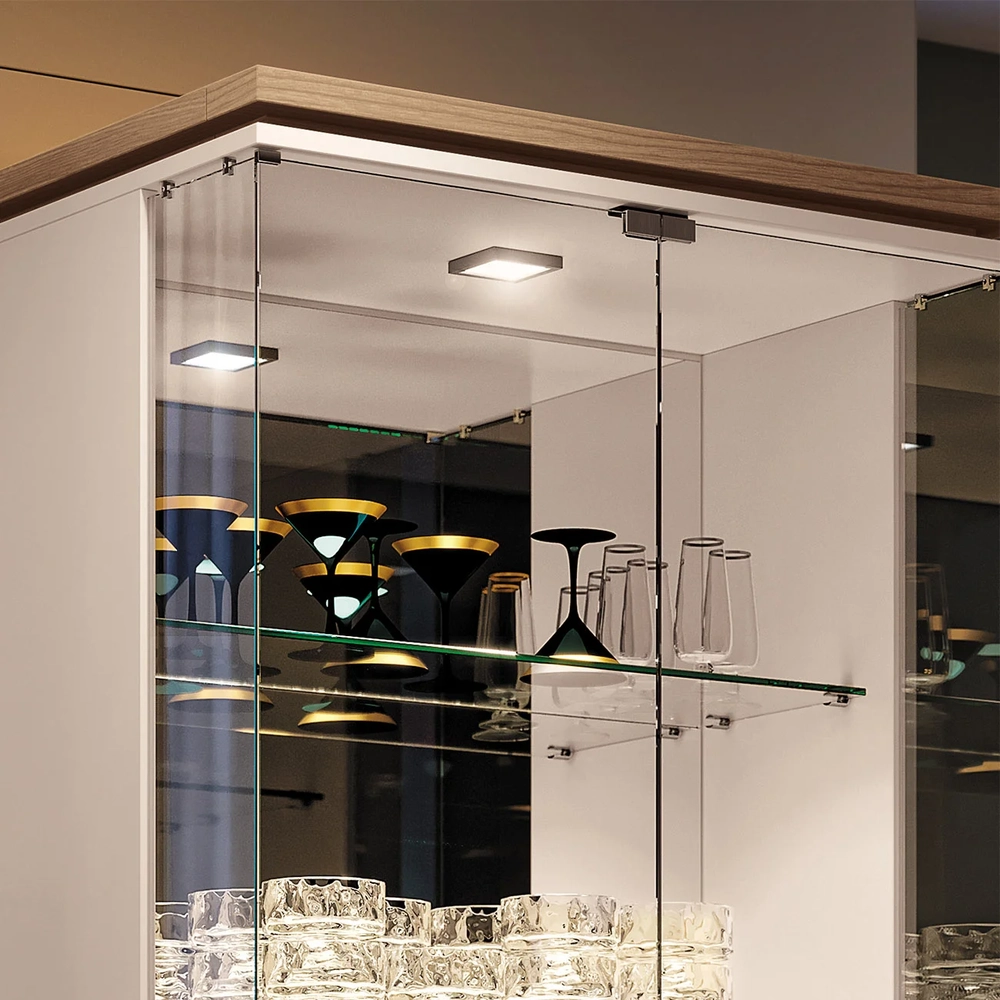 Cristaleira Portas de Vidro com Espelho Aruan H01 Off/Castanho - Mpozenato