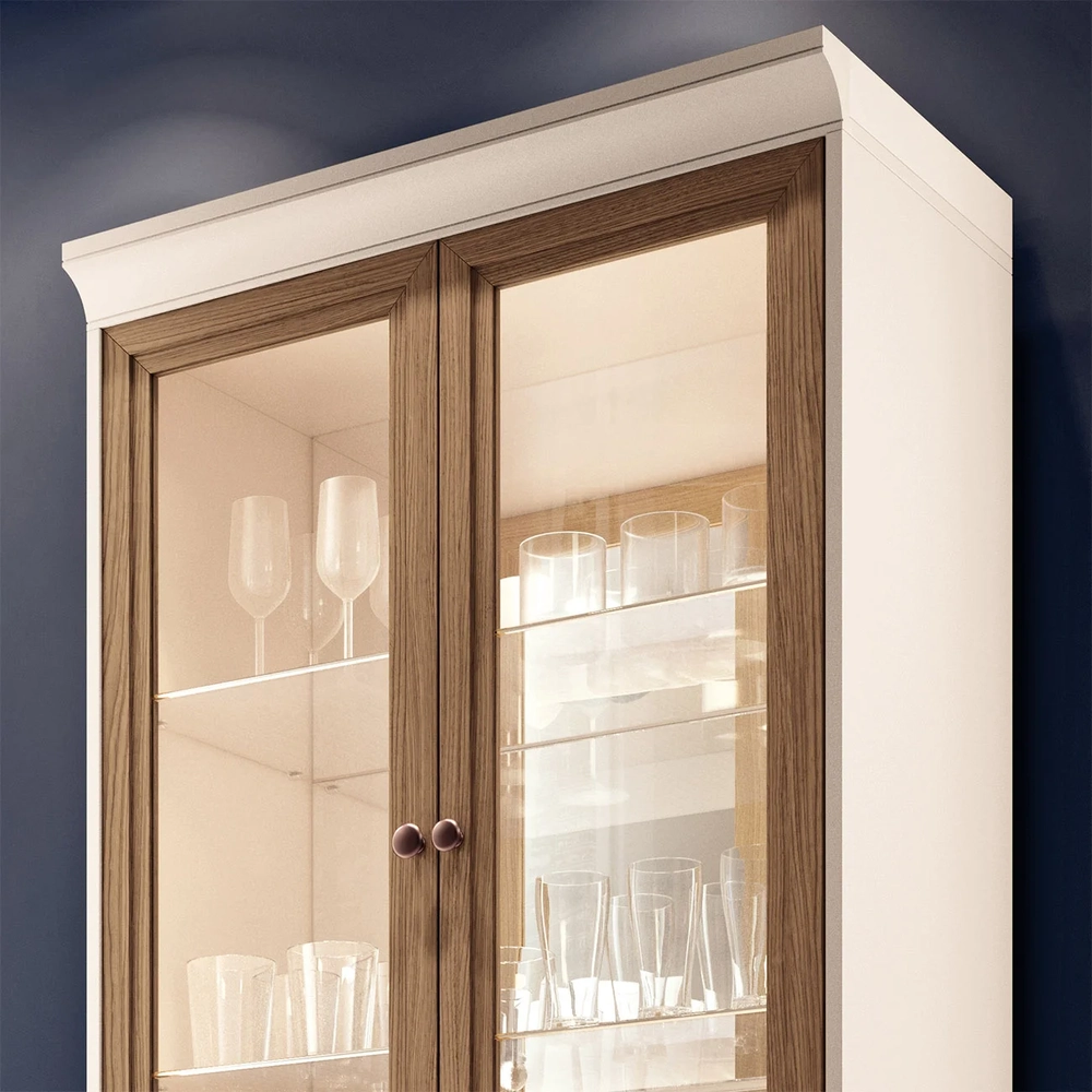 Cristaleira Portas de Vidro e Adega Órfeo H01 Off/Castanho - Mpozenato