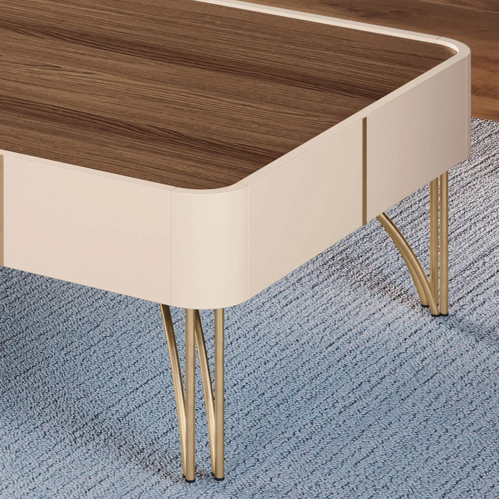 Aparador Para Sala Gianni e Mesa Alane H01 Off White/Castanho - Mpozenato