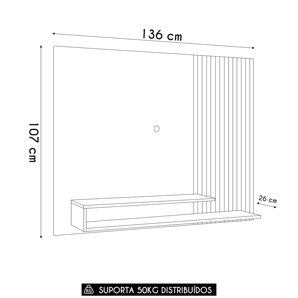Painel TV 50 Pol 136cm Bancada Suspensa Vetra D04 Cedro - Mpozenato