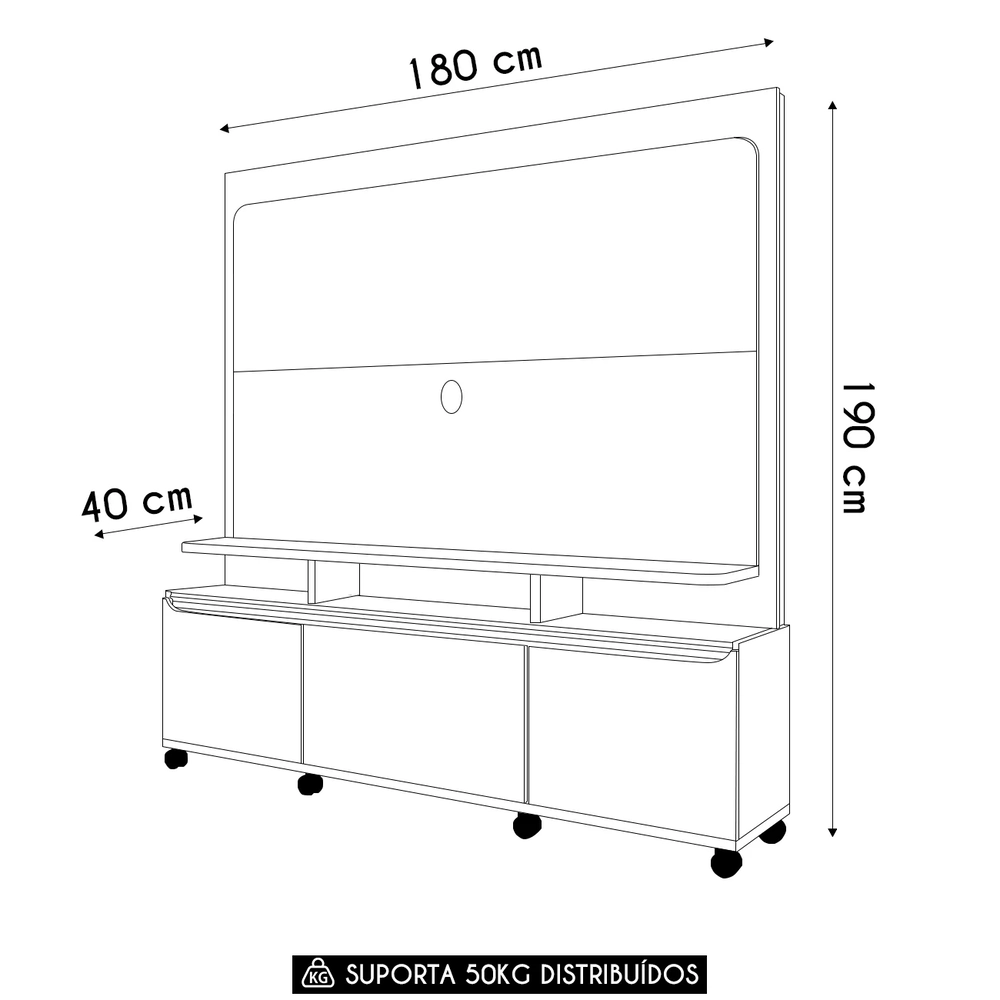 Estante Painel de TV 70 Pol 180cm Luma H01 Cinamomo/Off White - Mpozenato