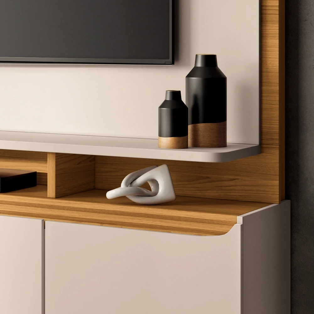 Estante Painel de TV 70 Pol 180cm Luma H01 Cinamomo/Off White - Mpozenato
