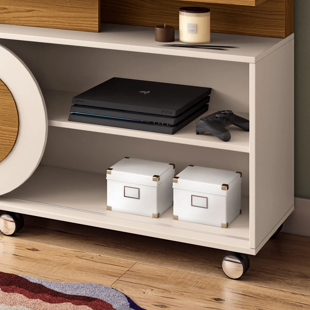 Estante Painel de TV 55 Pol 136cm Urbe H01 Cinamomo/Off White - Mpozenato