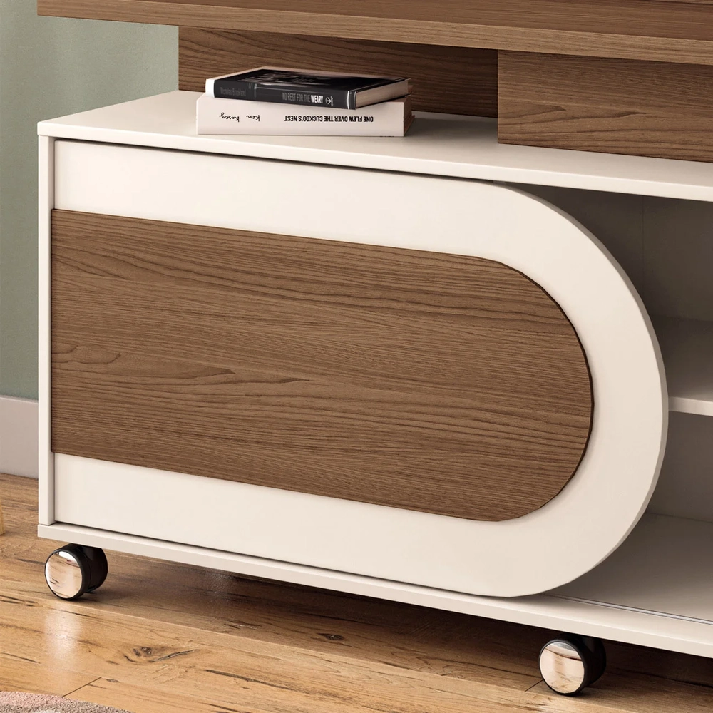 Estante Painel de TV 55 Pol 136cm Urbe H01 Castanho/Off White - Mpozenato