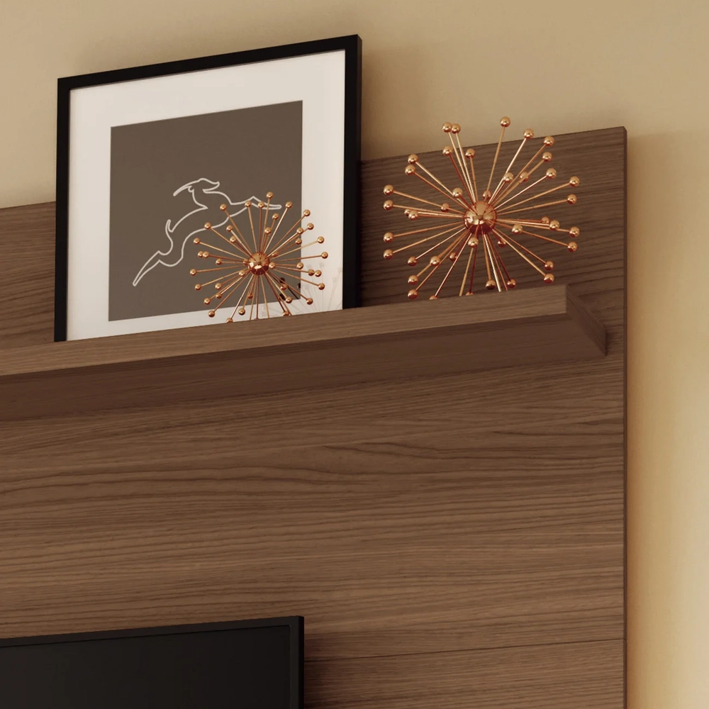 Painel TV 70 Pol 180cm Bancada Suspensa Mone H01 Off/Castanho - Mpozenato