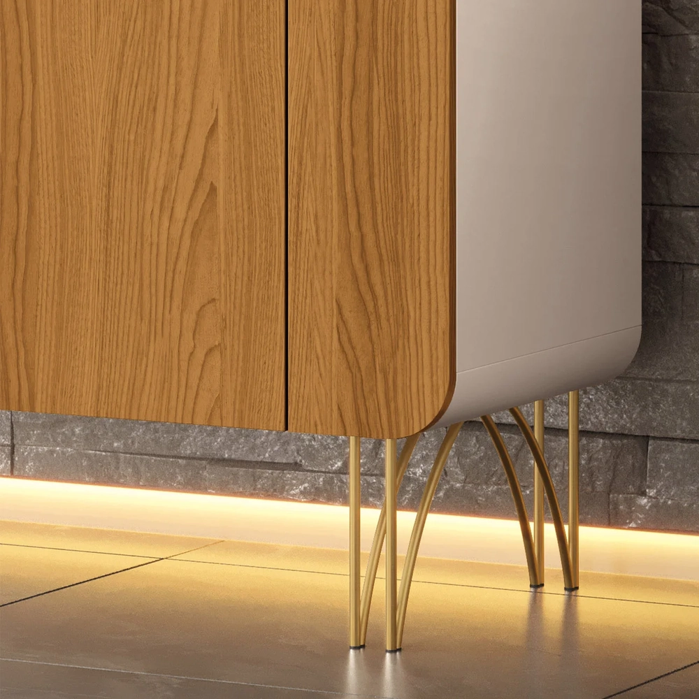 Balcão Aparador Buffet 2 Portas Pé Metal Benvy H01 Cinamomo/Off - Mpozenato