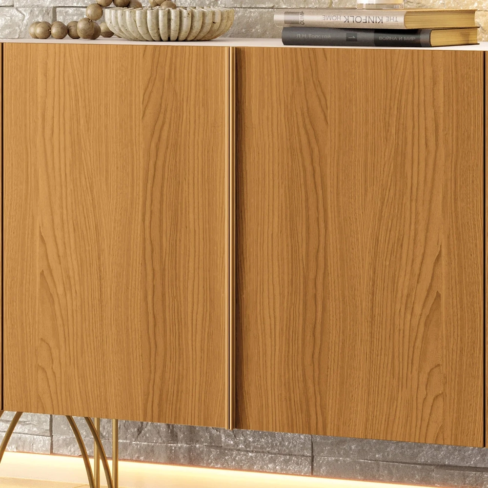 Balcão Aparador Buffet 2 Portas Pé Metal Benvy H01 Cinamomo/Off - Mpozenato