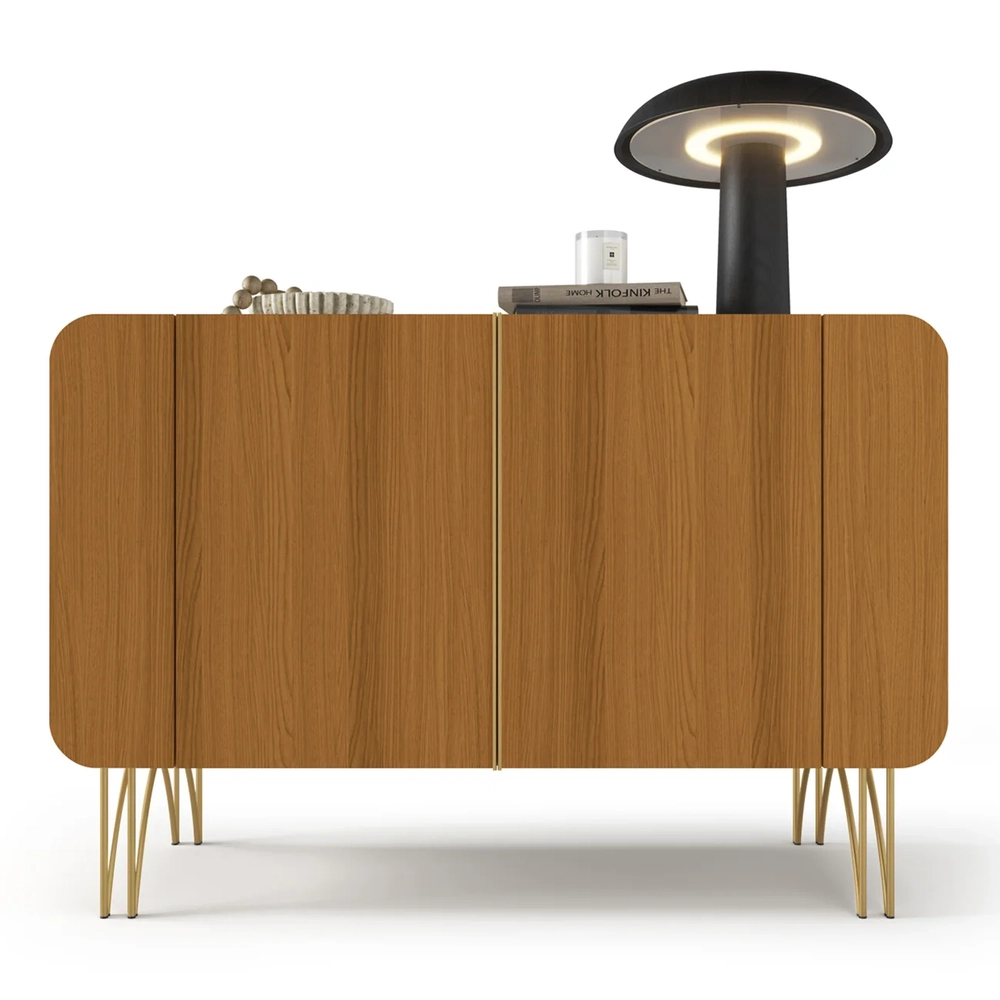 Balcão Aparador Buffet 2 Portas Pé Metal Benvy H01 Cinamomo/Off - Mpozenato