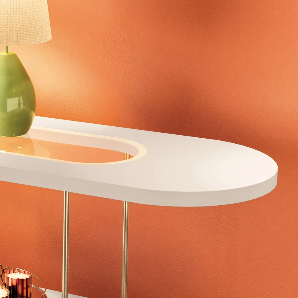 Aparador de Sala com Prateleiras Pé Metal Wonka H01 Off White - Mpozenato