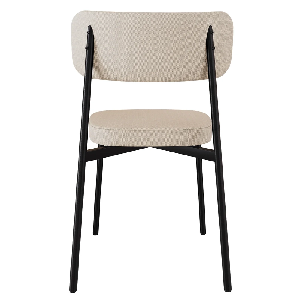 Cadeira de Jantar Estofada Fixa Ella M25 Linho Areia/Preto - Mpozenato