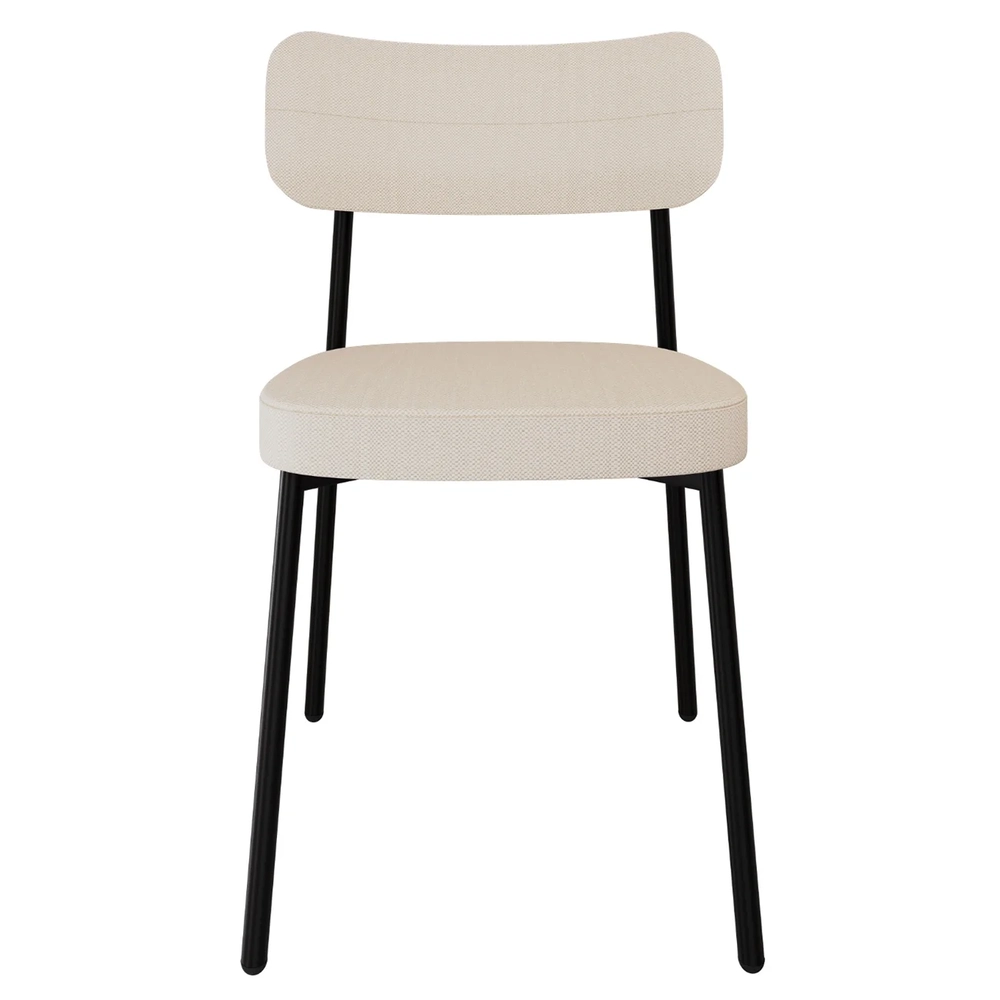 Cadeira de Jantar Estofada Fixa Ella M25 Linho Palha - Mpozenato