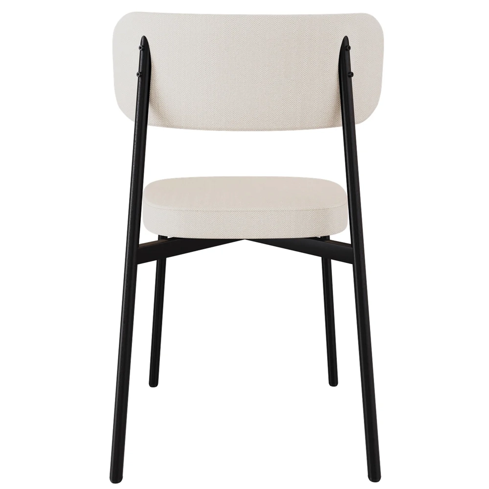 Cadeira de Jantar Estofada Fixa Ella M25 Linho Palha/Preto - Mpozenato