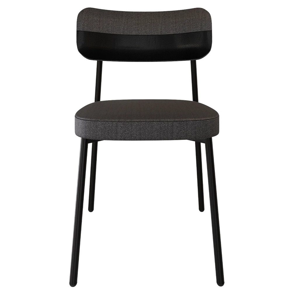 Cadeira de Jantar Estofada Fixa Ella M25 Linho Grafite/Preto - Mpozenato
