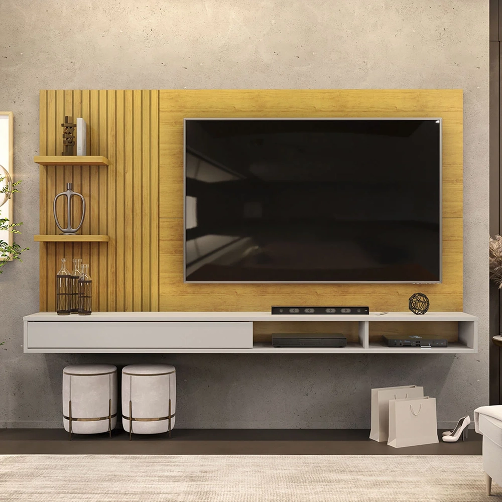 Painel TV 60 Pol 190cm Bancada Suspensa Lutra D04 Cedro/Bali - Mpozenato