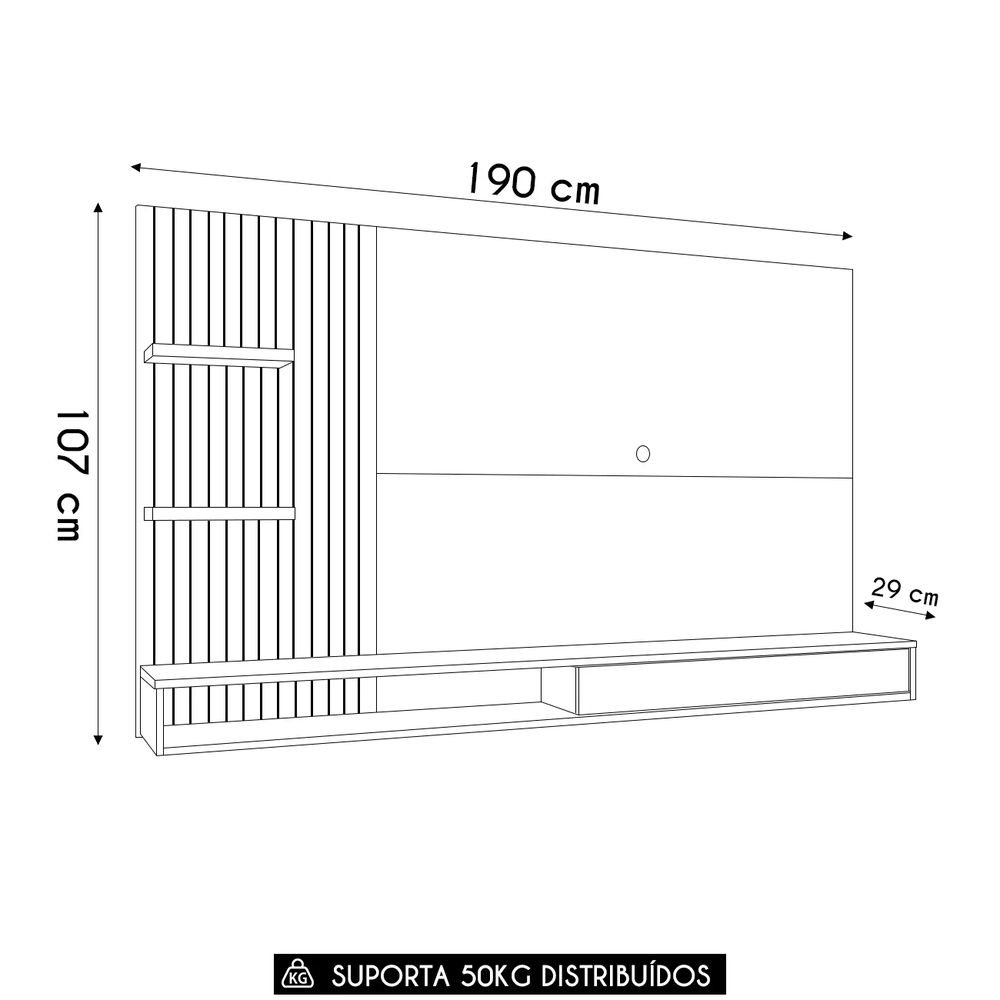Painel TV 60 Pol 190cm Bancada Suspensa Lutra D04 Cedro/Bali - Mpozenato