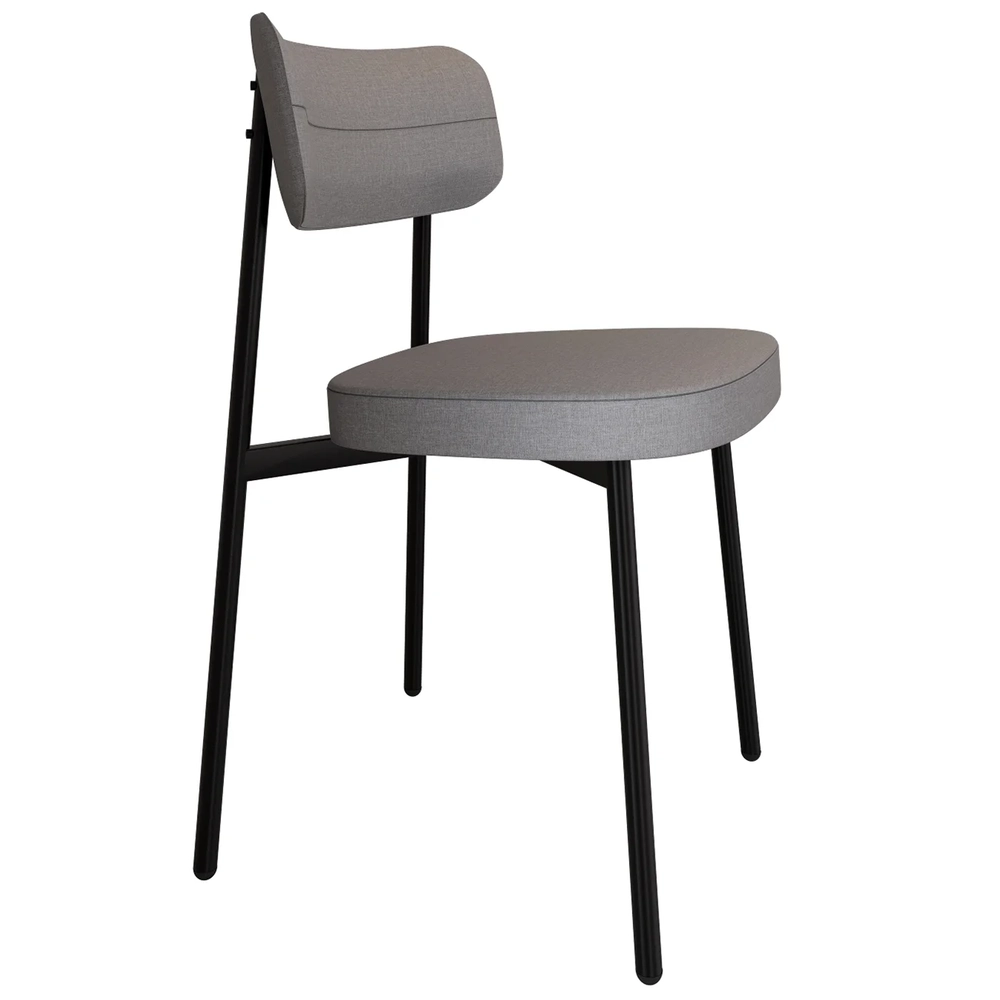 Cadeira de Jantar Estofada Kit 2 Ella M25 Linho Cinza CL - Mpozenato