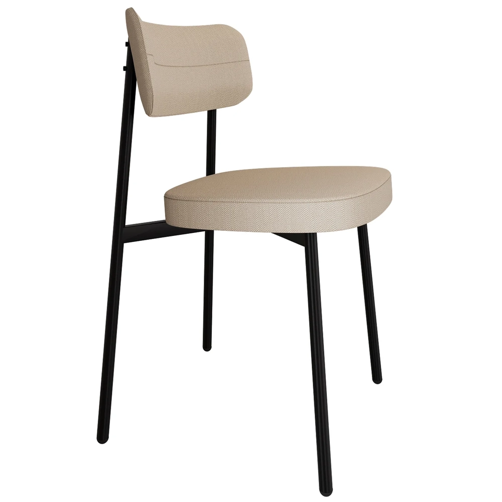 Cadeira de Jantar Estofada Kit 2 Ella M25 Linho Areia - Mpozenato