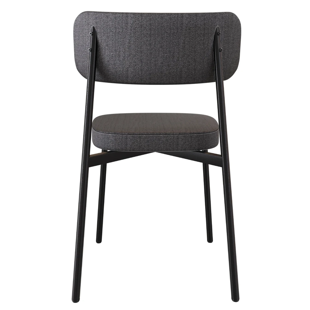 Cadeira de Jantar Estofada Kit 2 Ella M25 Linho Grafite/Preto - Mpozenato