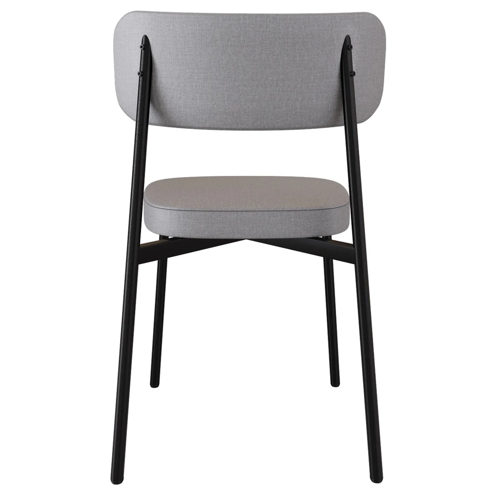 Cadeira de Jantar Estofada Kit 2 Ella M25 Linho Cinza CL/Preto - Mpozenato