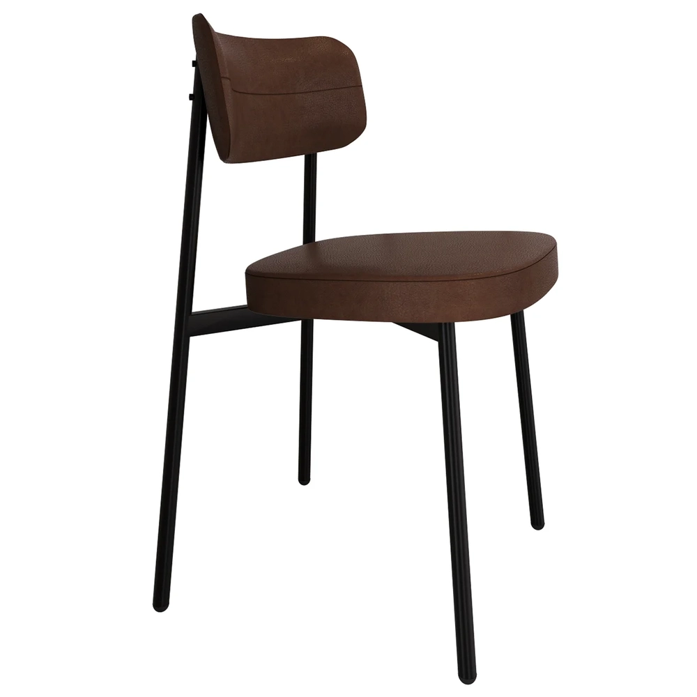 Cadeira de Jantar Estofada Kit 4 Ella M25 Sintético Marrom - Mpozenato