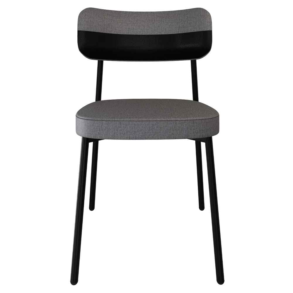 Cadeira de Jantar Estofada Kit 4 Ella M25 Linho Cinza/Preto - Mpozenato