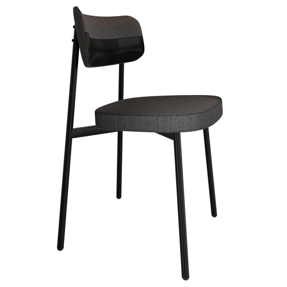 Cadeira de Jantar Estofada Kit 4 Ella M25 Linho Grafite/Preto - Mpozenato