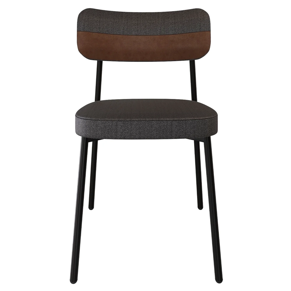 Cadeira de Jantar Estofada Kit 4 Ella M25 Linho Grafite/Marrom - Mpozenato