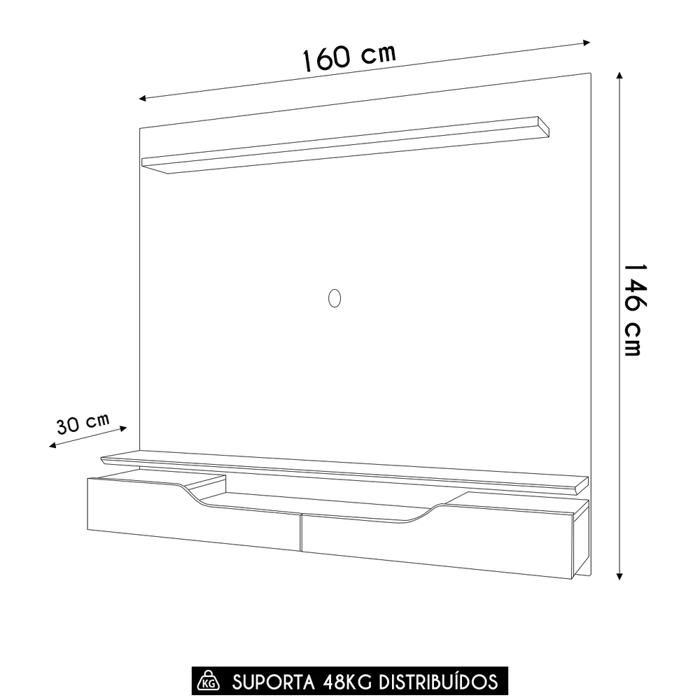Painel TV 60 Pol 160cm Bancada Suspensa Trego D04 Cedro/Bali - Mpozenato