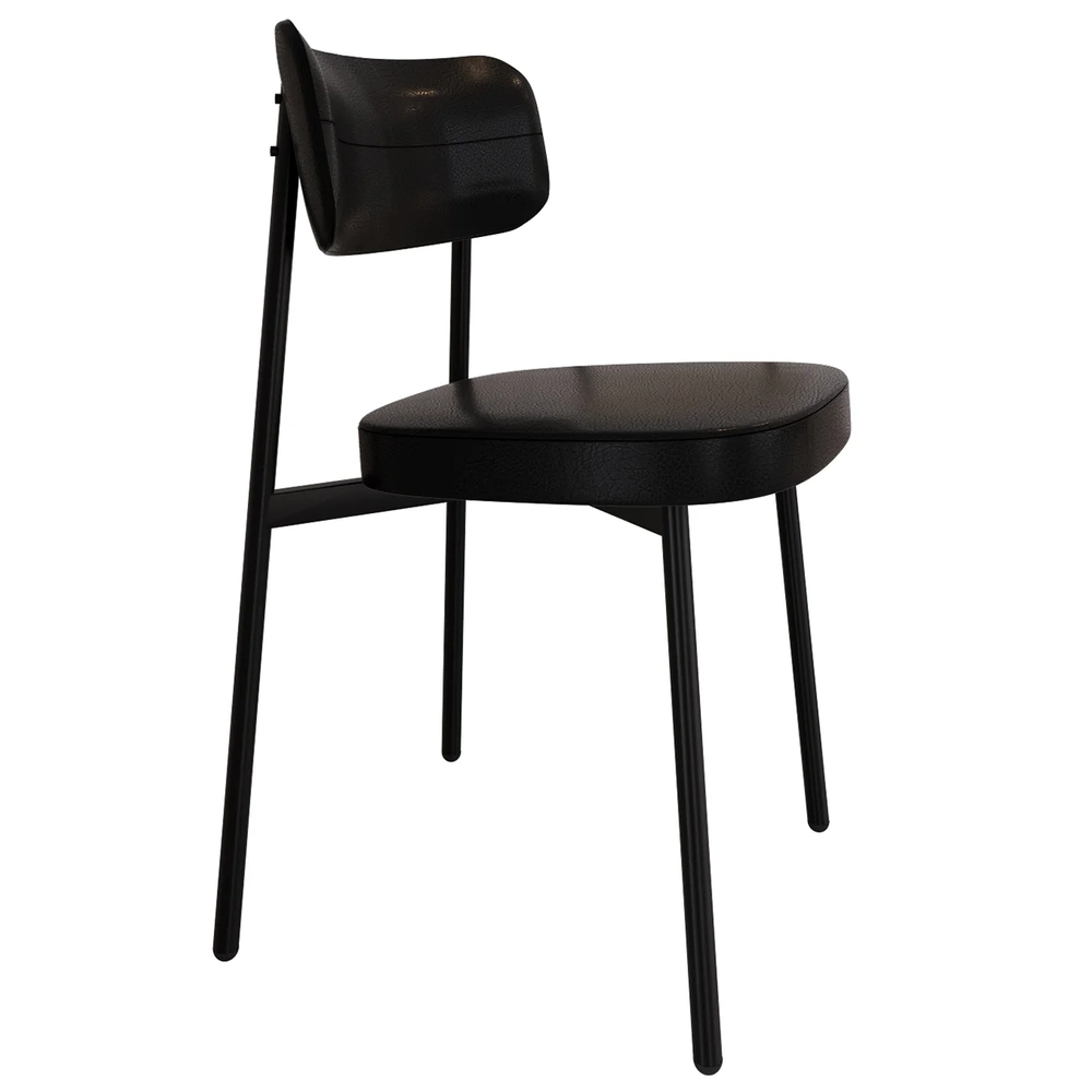 Cadeira de Jantar Estofada Kit 6 Ella M25 Sintético Preto - Mpozenato