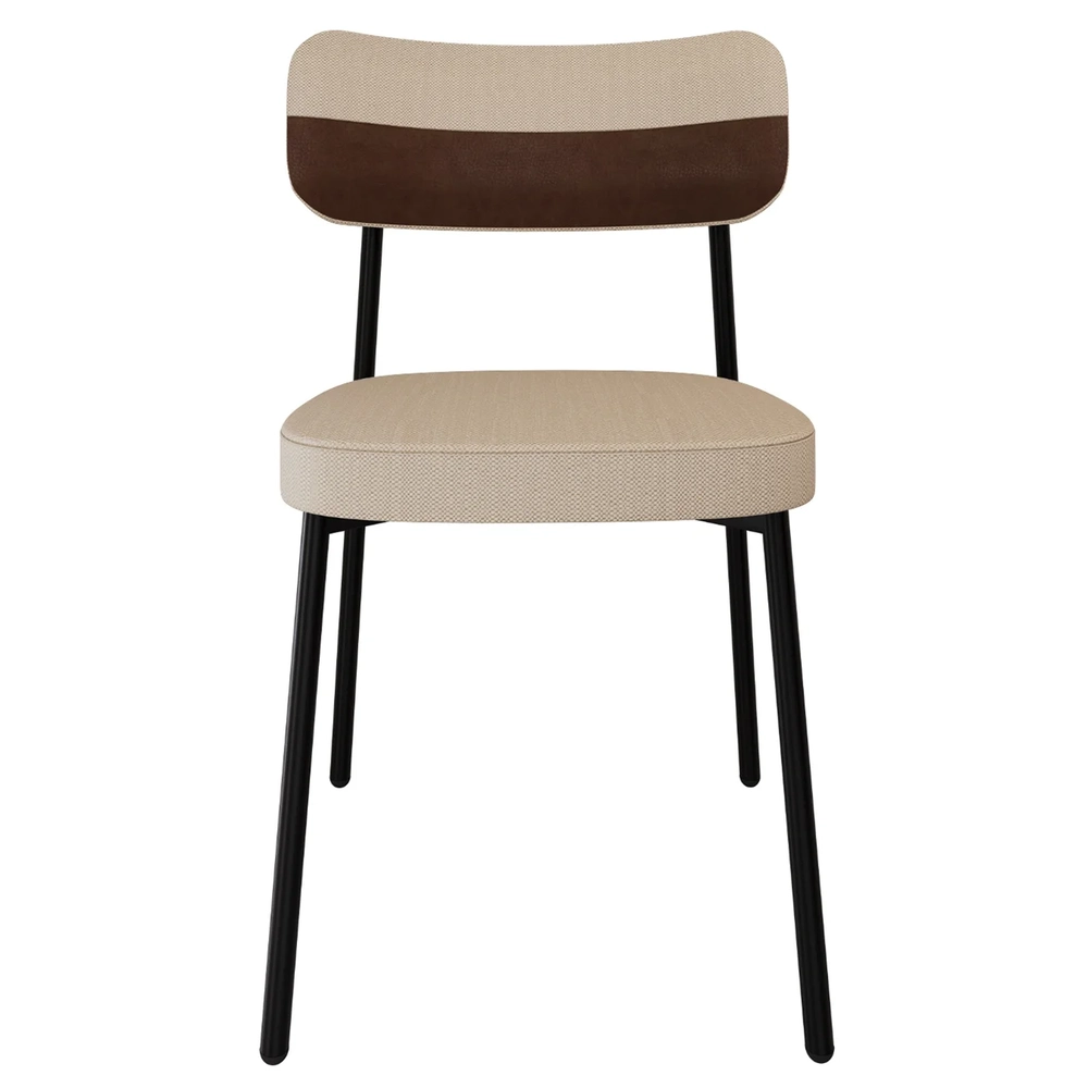 Cadeira de Jantar Estofada Kit 8 Ella M25 Linho Areia/Marrom - Mpozenato