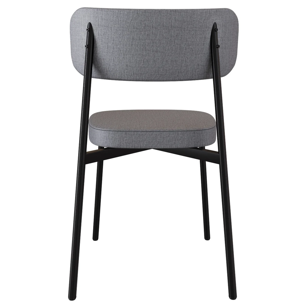 Cadeira de Jantar Estofada Kit 8 Ella M25 Linho Cinza/Preto - Mpozenato