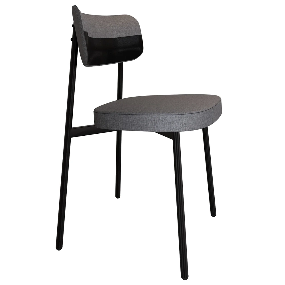 Cadeira de Jantar Estofada Kit 8 Ella M25 Linho Cinza/Preto - Mpozenato