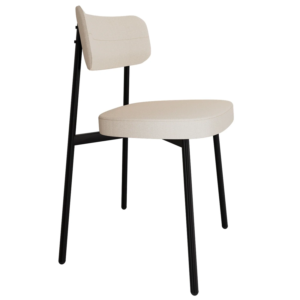 Cadeira de Jantar Estofada Kit 8 Ella M25 Linho Palha - Mpozenato