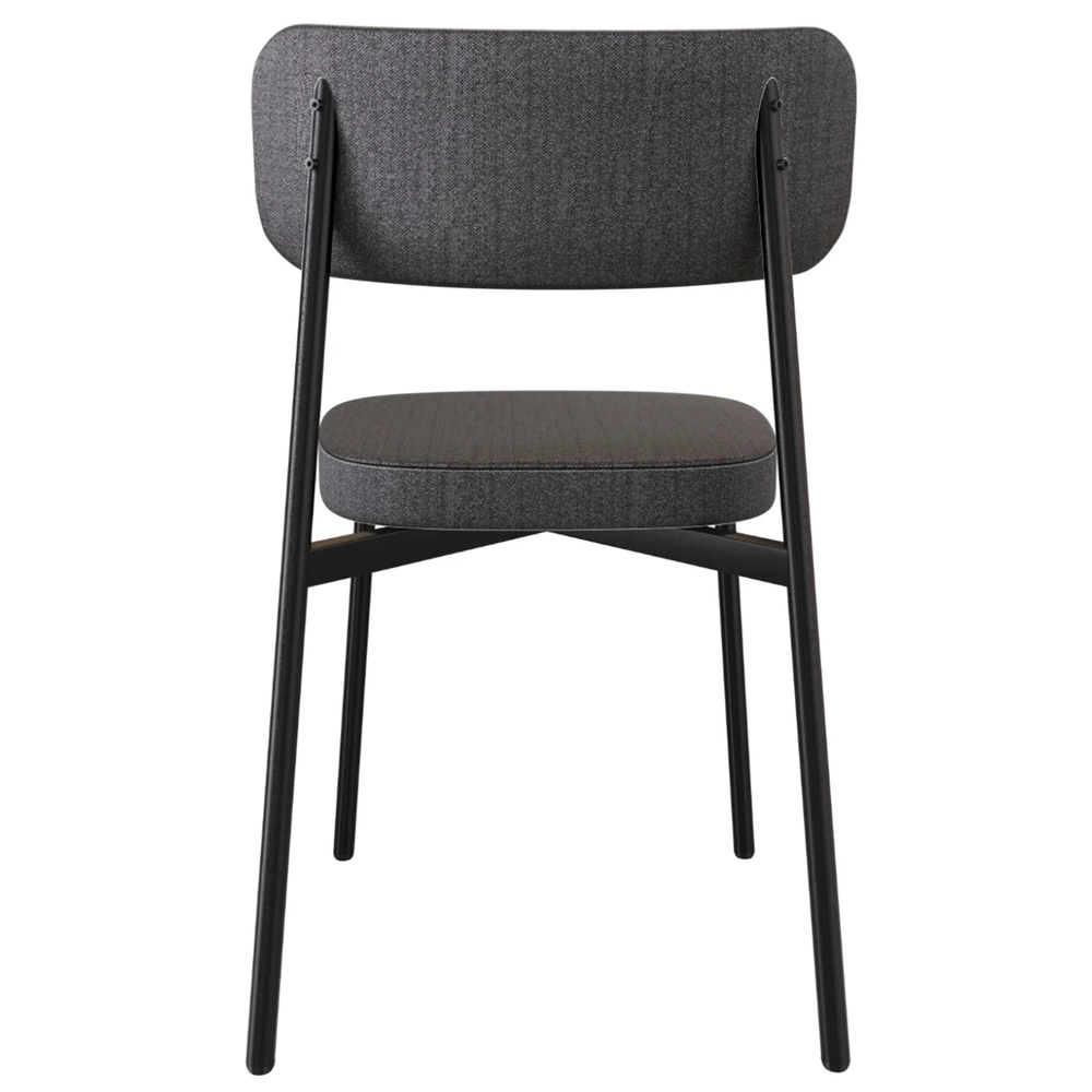 Cadeira de Jantar Estofada Kit 8 Ella M25 Linho Grafite/Marrom - Mpozenato