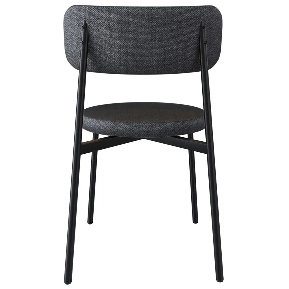 Cadeira de Jantar Estofada Fixa Nyka M25 Linho Grafite/Preto - Mpozenato