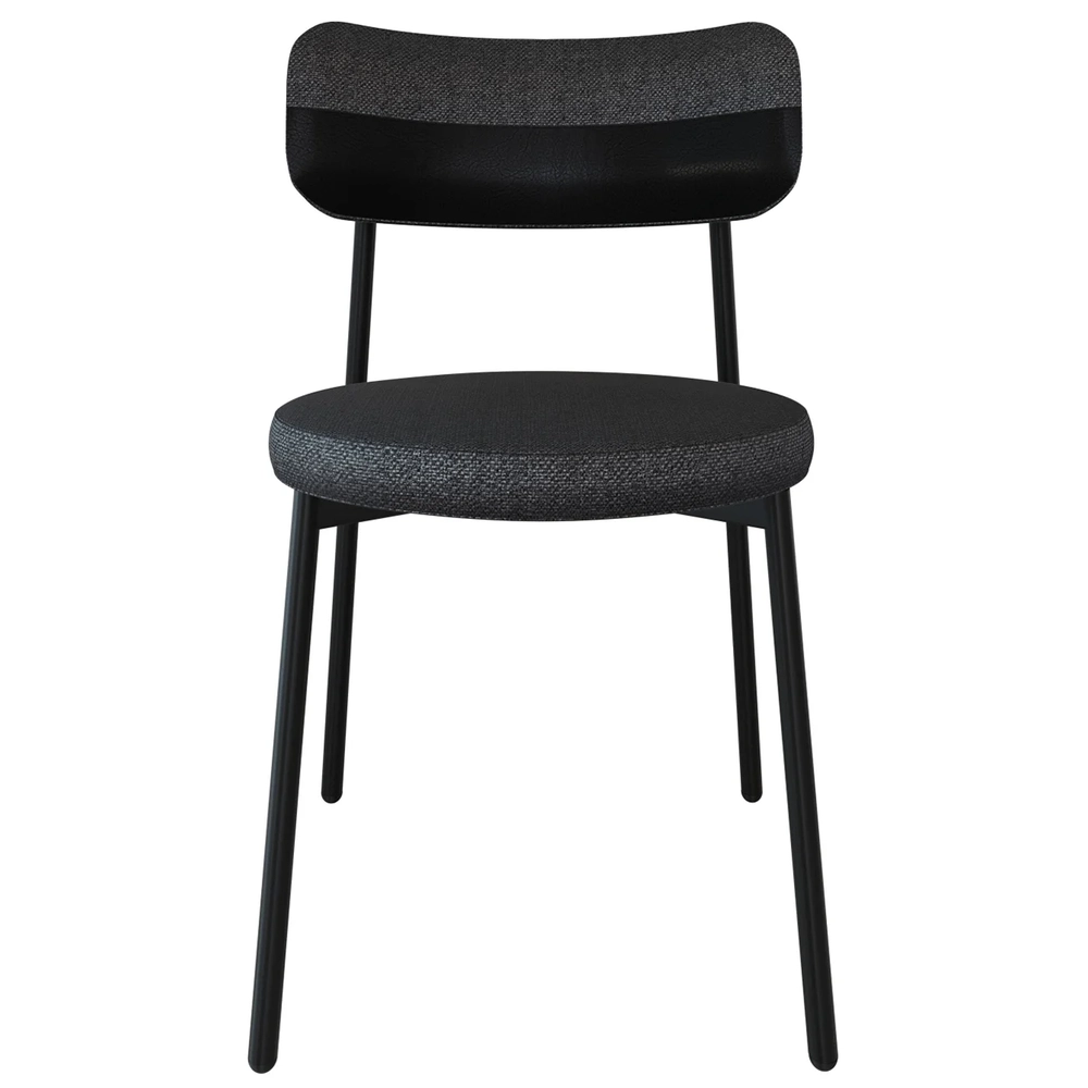 Cadeira de Jantar Estofada Fixa Nyka M25 Linho Grafite/Preto - Mpozenato