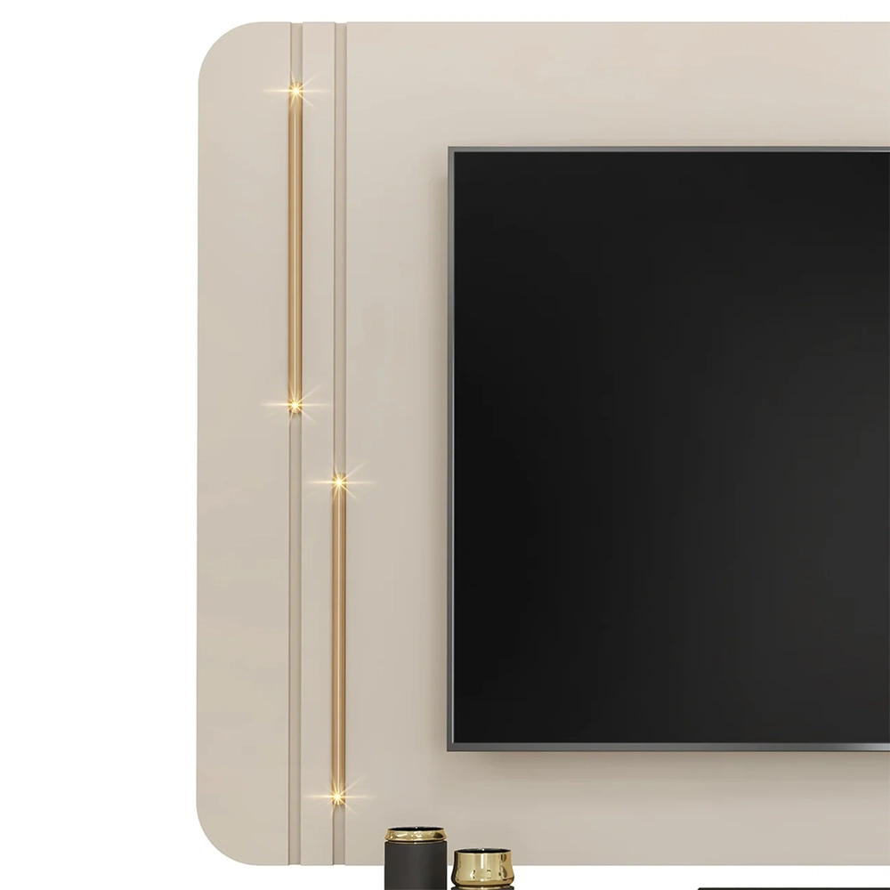 Painel TV 75 Pol e Bancada 241cm Ariane D04 Off/Dourado - Mpozenato