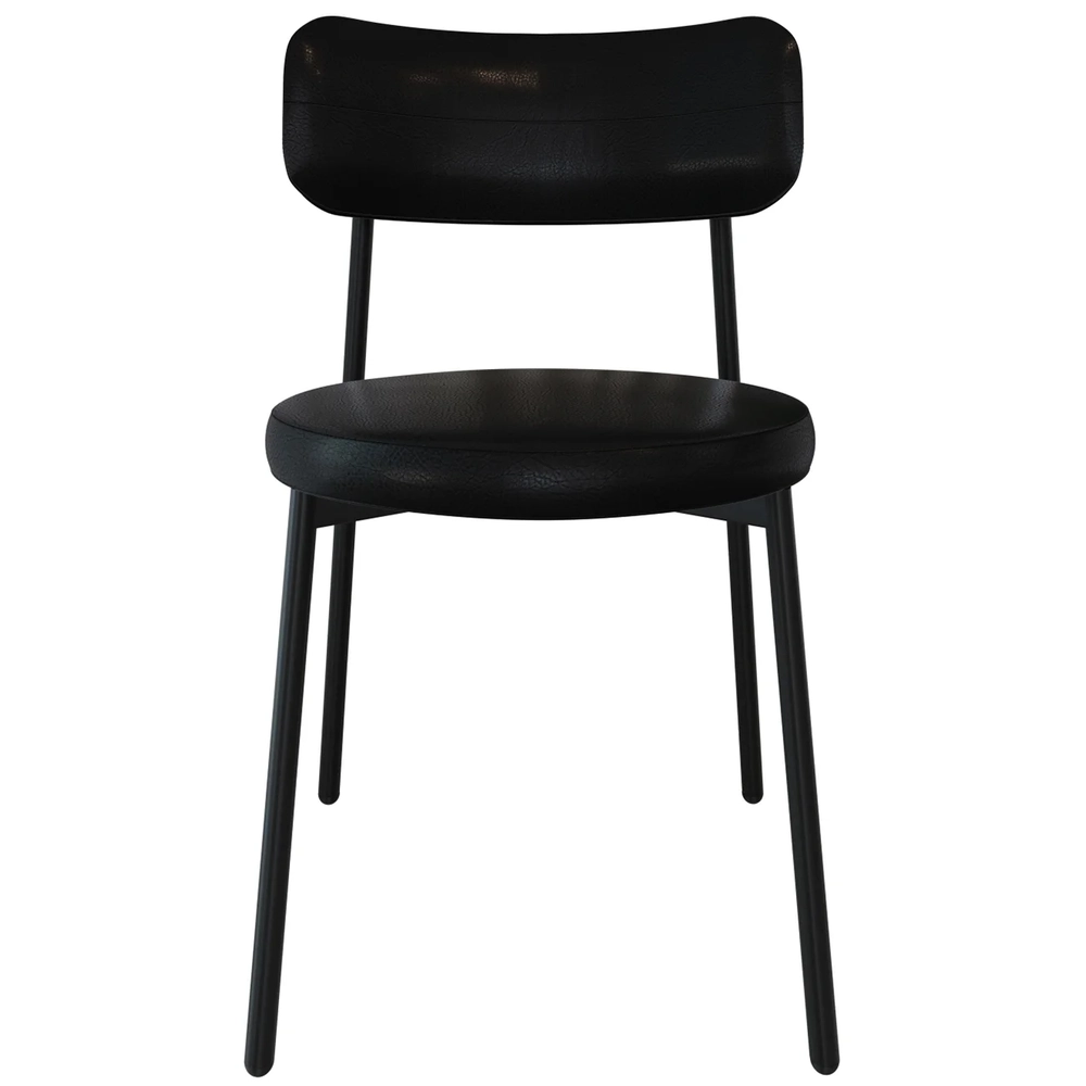 Cadeira de Jantar Estofada Kit 2 Nyka M25 Sintético Preto - Mpozenato