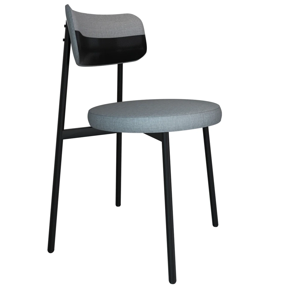 Cadeira de Jantar Estofada Kit 2 Nyka M25 Linho Cinza CL/Preto - Mpozenato